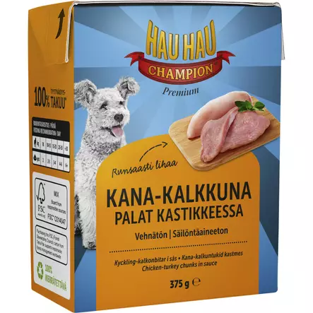 HHC Kana-kalkkunapalat kastikkeessa 375 g, tetra - Koiran märkäruoat - 6430062465860 - 1