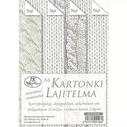 Kartonkilajitelma A6 Neule 20ark - Joulukorttiaskartelu - 6417715041060 - 1