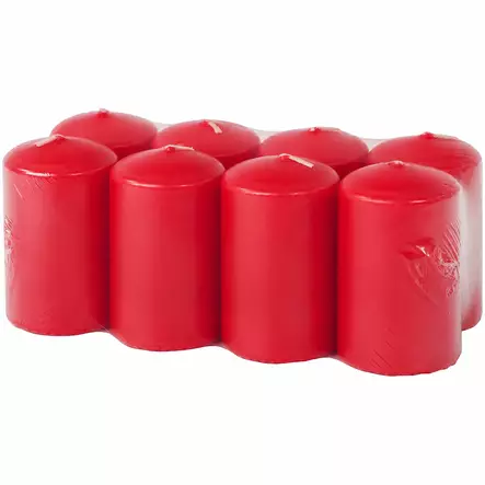 Pöytäkynttilä 5 X 7 cm 8-pack punainen - Kynttilänjalat ja tuikkukipot - 4740302751120 - 1