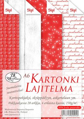 Kartonkilajitelma A6 Joulu punavalk. - Joulukorttiaskartelu - 6417715040940 - 1