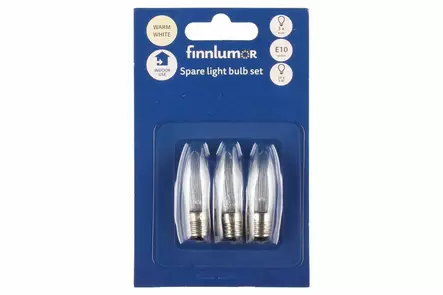 Varalamppu 34V 3W E10 3 kpl sisäkäyttöön - Jouluvalojen varalamput - 6410411069420 - 1