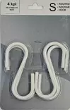 Esko S-koukku teräs valkoinen 4kpl - Ripustuskoukut - 6438159918190 - 1
