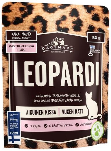 Dagsmark LEOPARDI kotimainen kissan täysravinto kanaa ja nautaa kastikkeessa 80 g - Kissan märkäruoka - 6430066383450 - 1