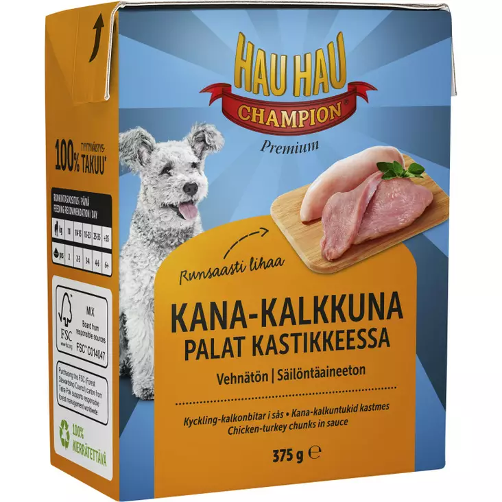 HHC Kana-kalkkunapalat kastikkeessa 375 g, tetra - Koiran märkäruoat - 6430062465860 - 1