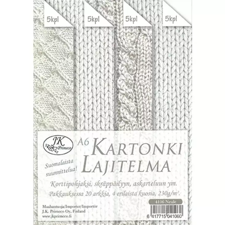 Kartonkilajitelma A6 Neule 20ark - Joulukorttiaskartelu - 6417715041060 - 1