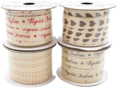 Kuvionauha Joulu natur 1cm x 5m - Paketointitarvikkeet - 6417715035250 - 1