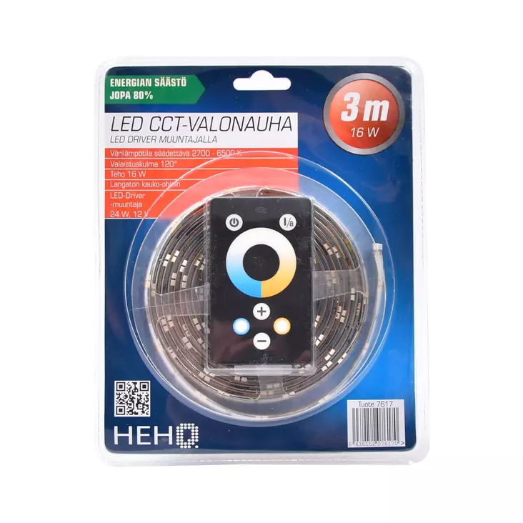 LED VALONAUHA 3 M 12V 16W - Sisävalosarjat ja valonauhat - 6438152076170 - 1
