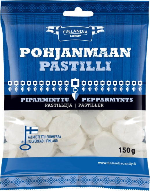 Pohjanmaan pastilli piparminttu150g - Makeispussit, -patukat ja tikkarit - 6419178010010 - 1