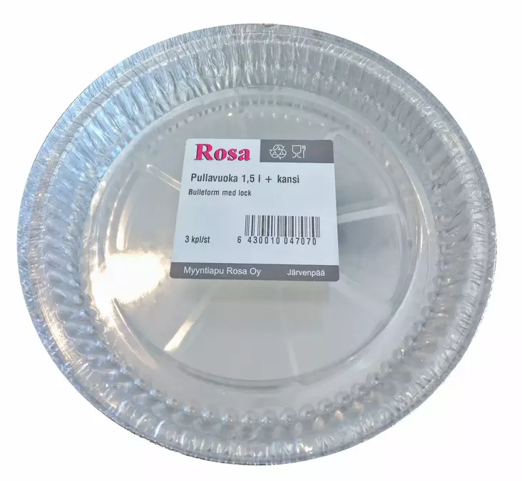 Pullavuoka pyöreä 1,5 l + muovikannet - Foliot ja paistopussit - 6430010047070 - 1