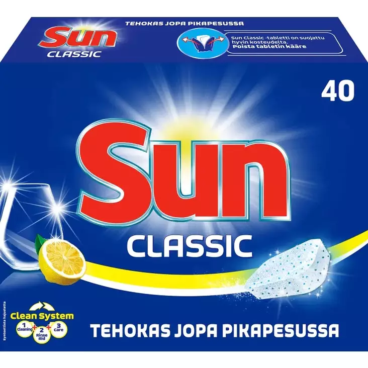 Sun Konetiskitabletti Classic Lemon 40 tab - Tiskiaineet ja konetiskitabletit - 8712561826280 - 1