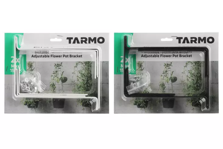 Tarmo Parvekelaatikon kannake säädettävä pieni 2 kpl lajitelma - Amppelikannattimet ja koukut - 6410411932120 - 1