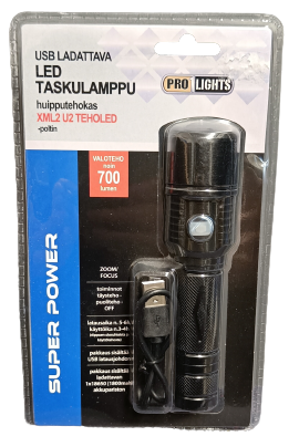 USB-ladattava taskulamppu teho-LED - Taskulamput - 6438159234580 - 1