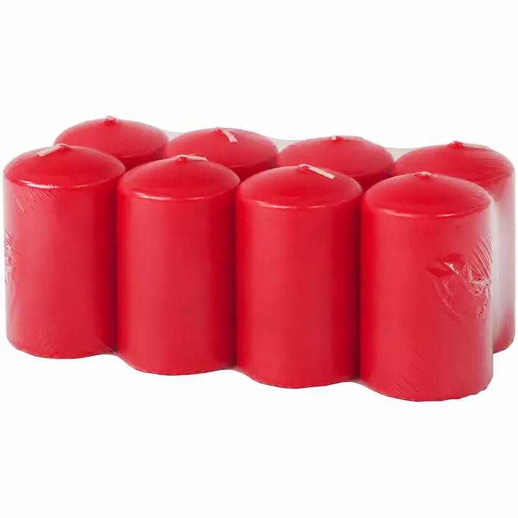 Pöytäkynttilä 5 X 7 cm 8-pack punainen - Kynttilänjalat ja tuikkukipot - 4740302751120 - 1