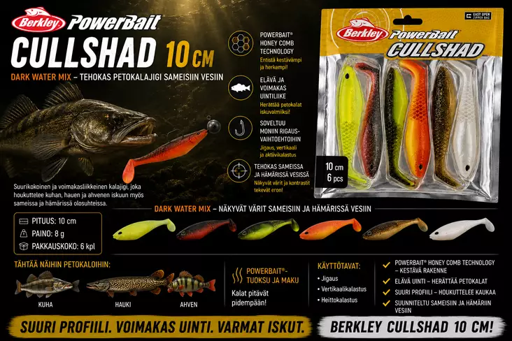 Berkley PowerBait Cullshad 10cm DW Mix - Jigit ja jigipäät - 0028632034620 - 1