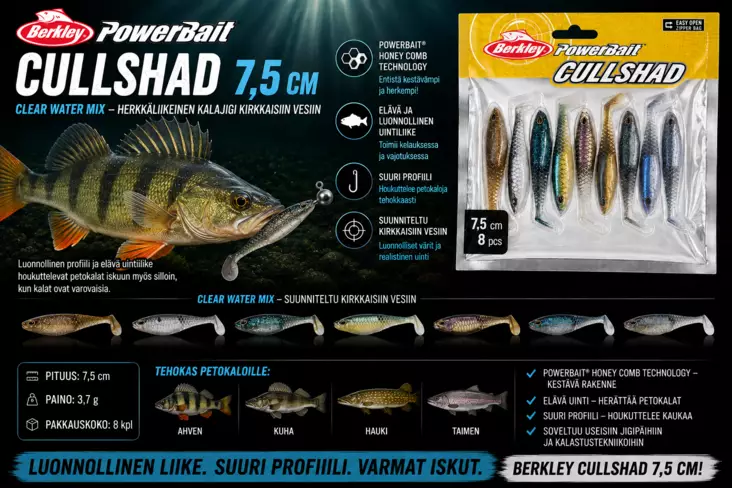 Berkley PowerBait Cullshad 7,5cm CW Mix - Jigit ja jigipäät - 0028632034590 - 1