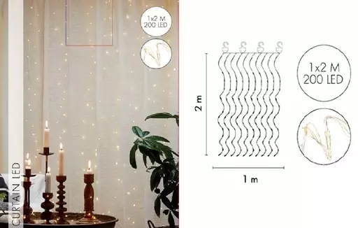 JÄÄKRISTALLI Led -valoverho, 200L - Sisävalosarjat ja valonauhat - 6438159329330 - 1