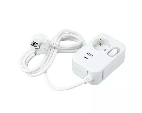 JATKOJOHTO 1-OS. 1,4M + USB-A & USB-C - Jatkojohdot - 6438140297150 - 1