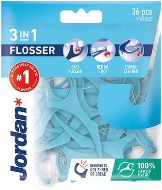 Jordan 36kpl 3-in-1 Flosser lankain - Suunhoito, hammastahnat ja -harjat - 7070866038830 - 1