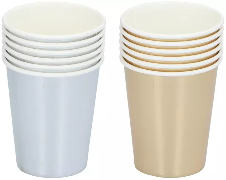 Metallinhohtoiset mukit, 6 kpl/paketti, lajitelma - Kertakäyttöastiat ja -välineet - 8711252246390 - 1