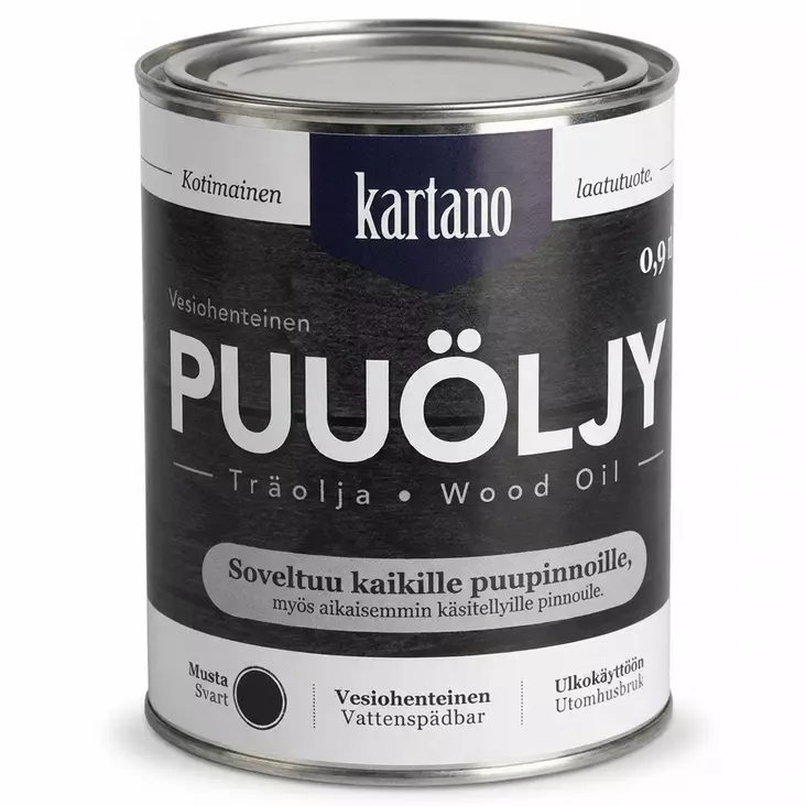 Puuöljy Kartano 0,9L musta - Puuöljyt ja terassin käsittely - 6438168107530 - 1