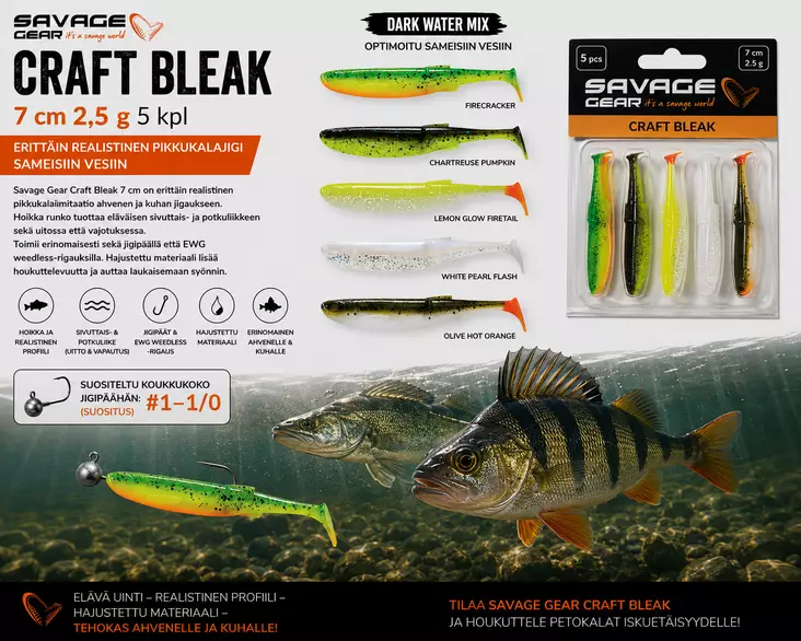 SG Craft Bleak 7cm Dark Water MIX - Jigit ja jigipäät - 5706301003430 - 1