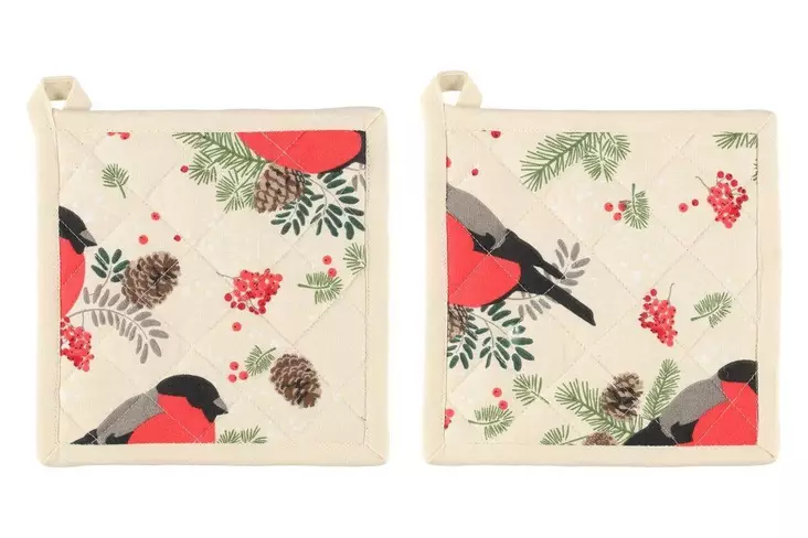 Winteria Patalappu Punatulkku 2 kpl 20x20 cm - Keittiötekstiilit - 6410416511870 - 1