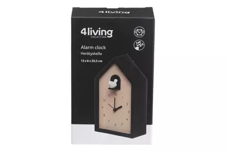 4Living Herätyskello Cuckoo musta - Herätyskellot - 6410416498171 - 2