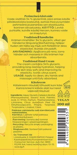 Lemon Juice and Glycerine Perinteinen käsivoide 100ml - Käsienhoito - 6414400244331 - 2