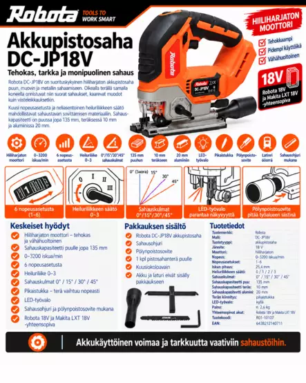 Robota akkupistosaha DC-JP 18V runko - Akkusahat - 6438212140711 - 2