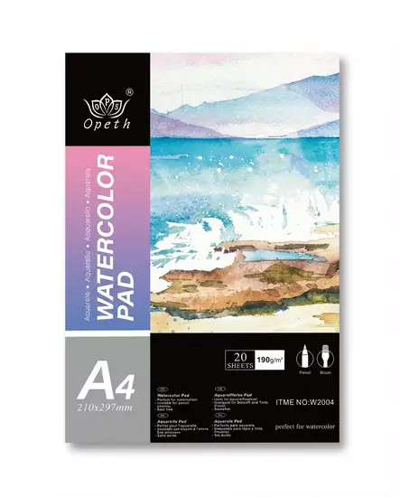 Vesivärilehtiö A4, 190g, 20 sivua - Taiteilijatarvikkeet - 6438506017491 - 1