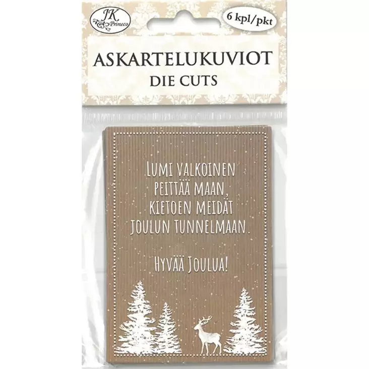 Askartelukuviot Jouluteksti natur 6kpl - Joulukorttiaskartelu - 6417715034611 - 1