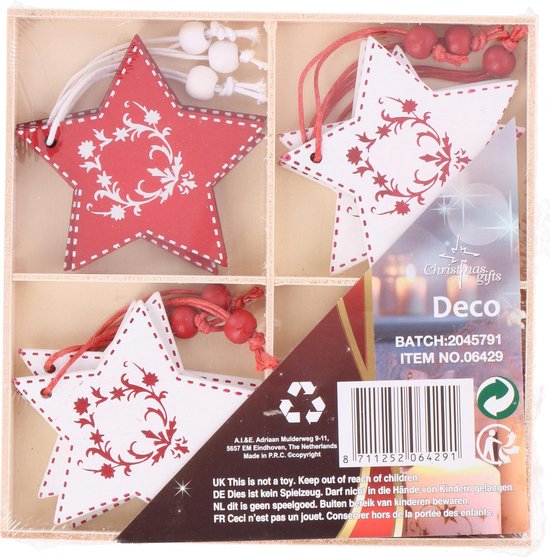 JOULUKORISTE 12 kpl PUNA-VALKO - Joulukoristeet - 8711252064291 - 1