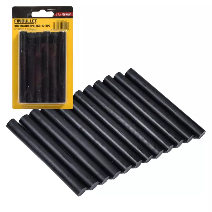 KUUMALIIMAPUIKKO MUSTA 12 KPL - Liimat ja erikoisliimat - 6438152022221 - 1