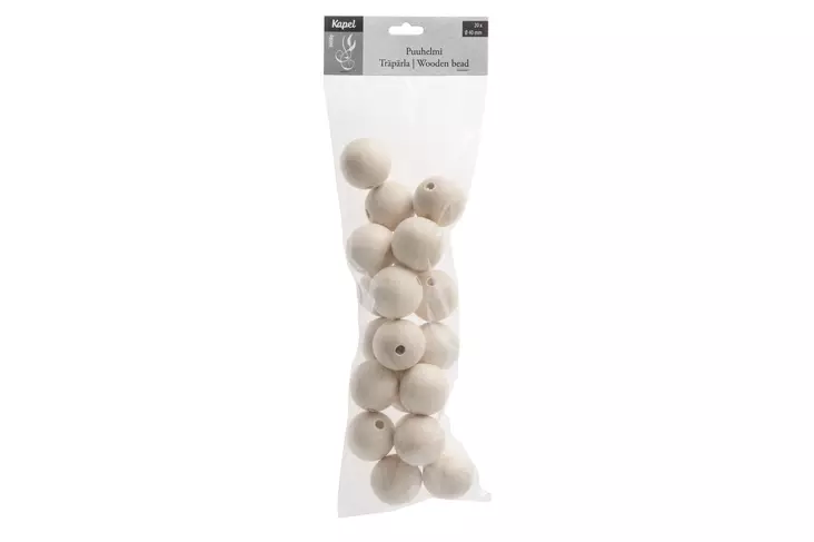 Kapel Puuhelmi natural 40 mm 20 kpl - Tee-se-itse DIY - 6410412960191 - 1