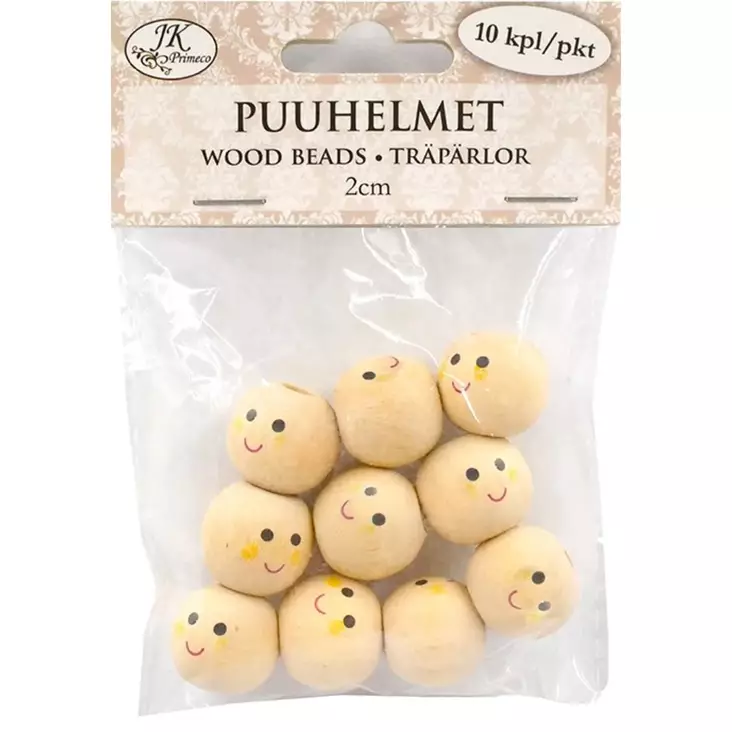 Puuhelmet 2cm Hymynaamat 10kpl - Joulukorttiaskartelu - 6417715039661 - 1