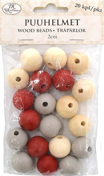 Puuhelmet Joululajitelma 2cm 20kpl/pkt - Tee-se-itse DIY - 6417715039531 - 1