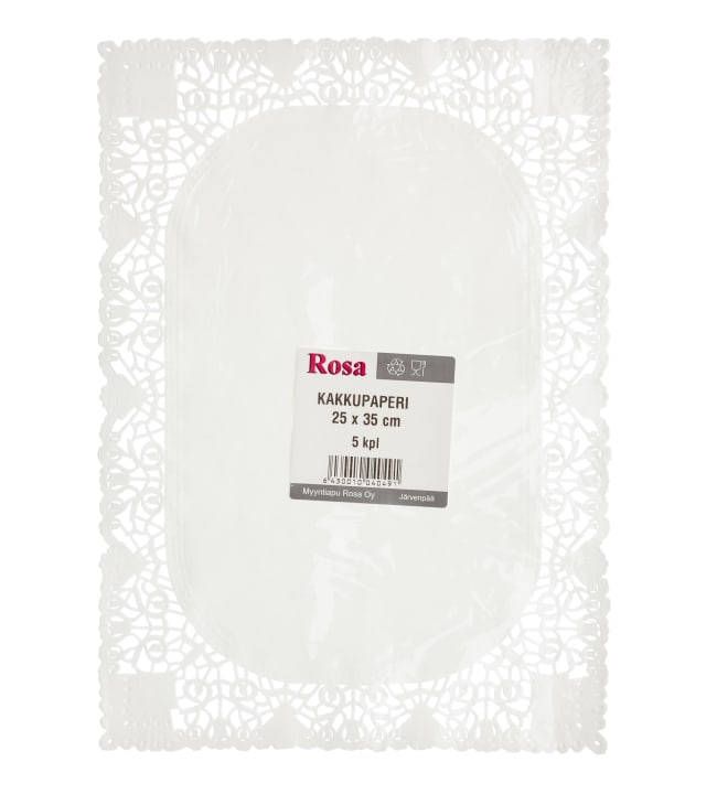 Rosa Kakkupaperi 25 x 35 cm 5 kpl, valkoinen - Leivinpaperit ja kelmut - 6430010040491 - 1