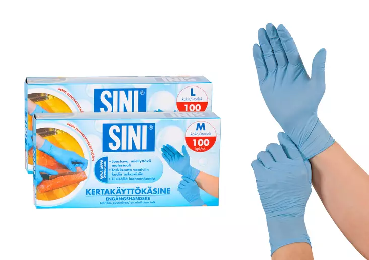SINI KERTAKÄYTTÖKÄSINE L 100kpl - Suojavaatteet, -käsineet ja -tarvikkeet - 6423800321641 - 1