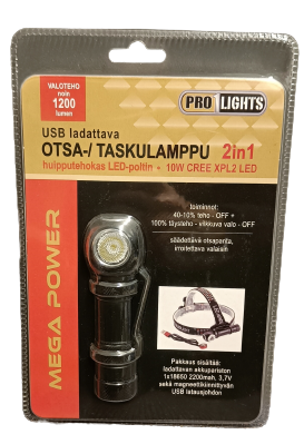 USB-ladattava otsa- / taskulamppu 2in1 - Taskulamput - 6438159751421 - 1