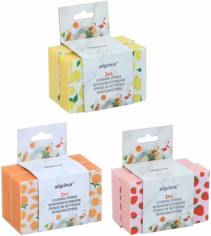 Alpina puhdistussienet, 2 kpl/paketti, lajitelma - Siivousliinat ja -sienet - 8711252434841 - 1