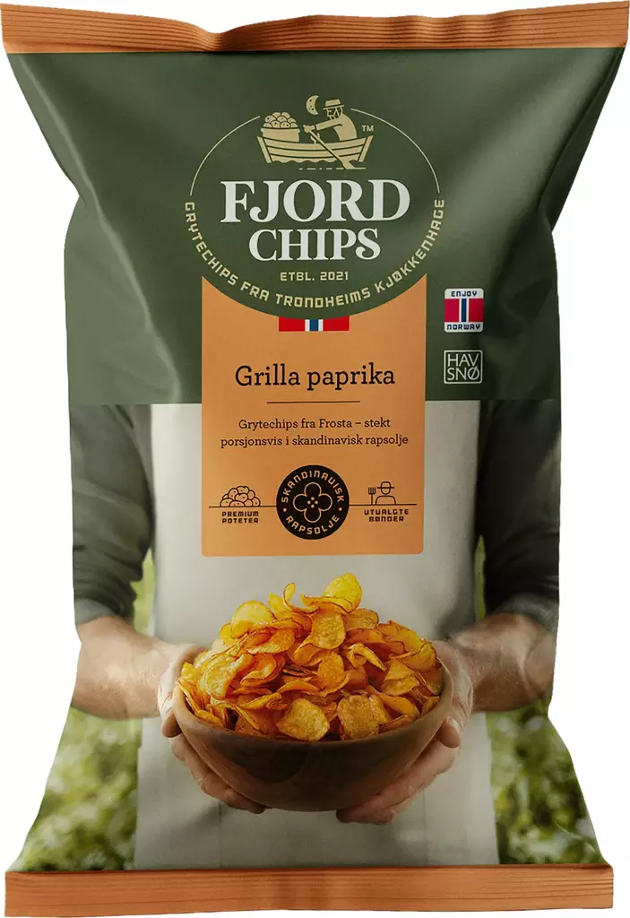 FjordChips perunalastu grillattu paprika - Sipsit - 7073298000161 - 1