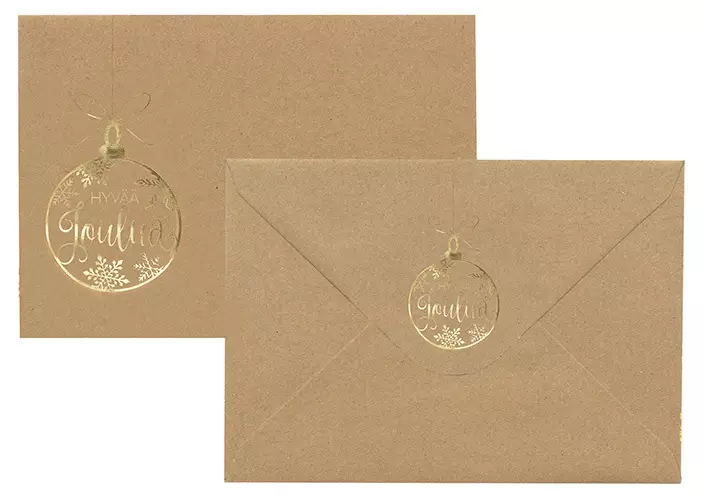 Foliokirjekuori C6 Joulupallo kulta uusioruskea 10kpl - Joulukorttiaskartelu - 6417715076901 - 1