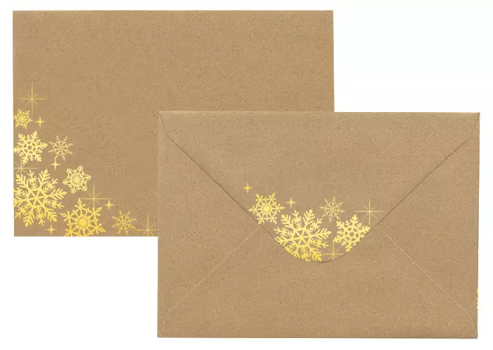 Foliokirjekuori C6 Lumihiutale kulta - Joulukorttiaskartelu - 6417715031351 - 1