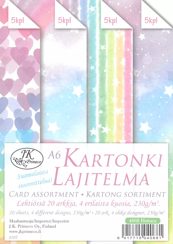 Kartonkilajitelma A6 Hattara 20ark - Tee-se-itse DIY - 6417715040681 - 1