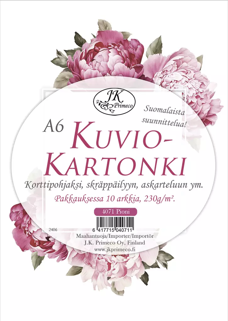 Kartonkilajitelma A6 Pioni 10 ark - Tee-se-itse DIY - 6417715040711 - 1