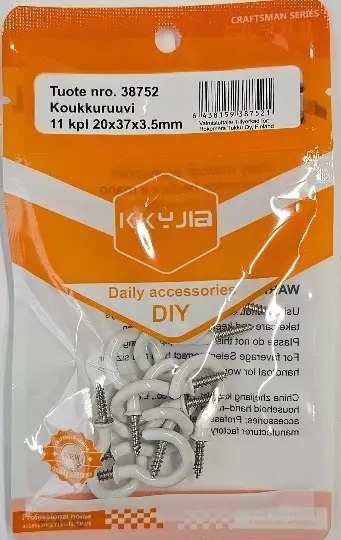 KOUKKURUUVI 11KPL 20X37X3,5mm - Koukut ja naulakot - 6438159387521 - 1