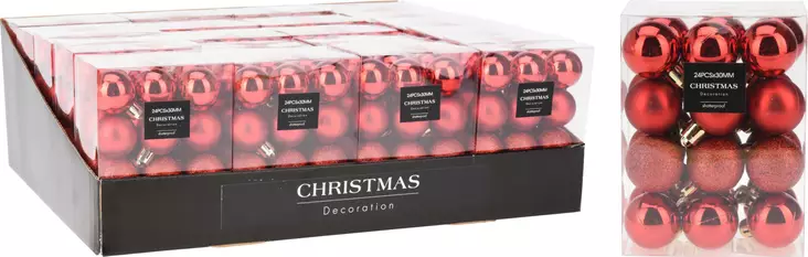 Kuusepallot 24 x 30 mm punainen - Joulukuusen koristeet - 8721037095181 - 1
