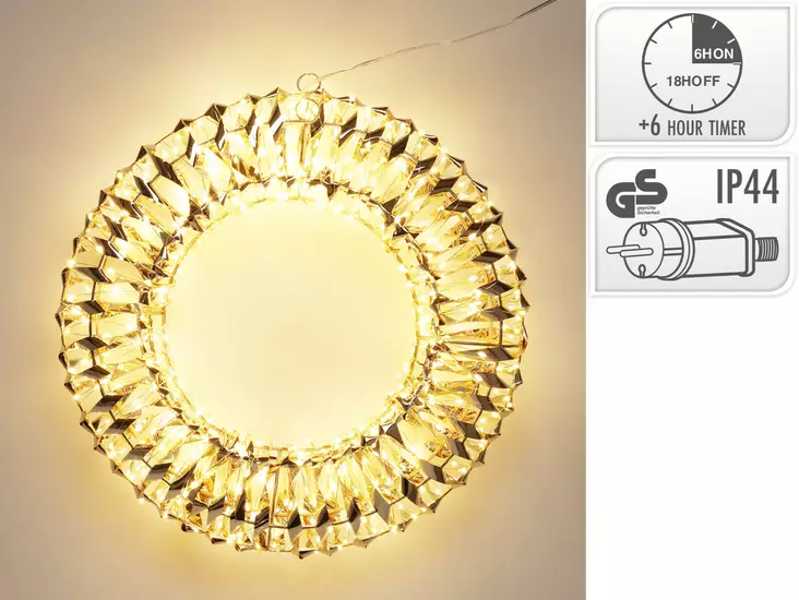 Led-Kranssi 38 cm kulta - Valaistut kranssit ja kuuset - 8721037066211 - 1