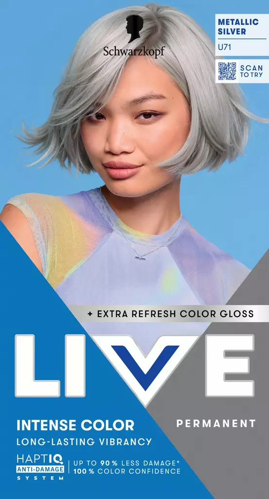 Schwarzkopf LIVE U71 Metallic Silver – pysyvä hopeanharmaa hiusväri - Hiusvärit - 7332531131841 - 1