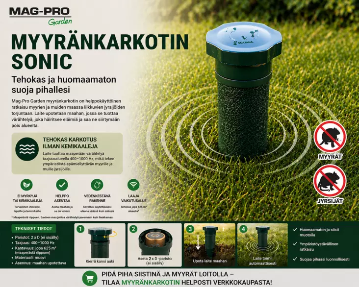 MYYRÄNKARKOITIN SONIC - Tuhoeläinten karkottimet ja pelottimet - 6430039738591 - 1
